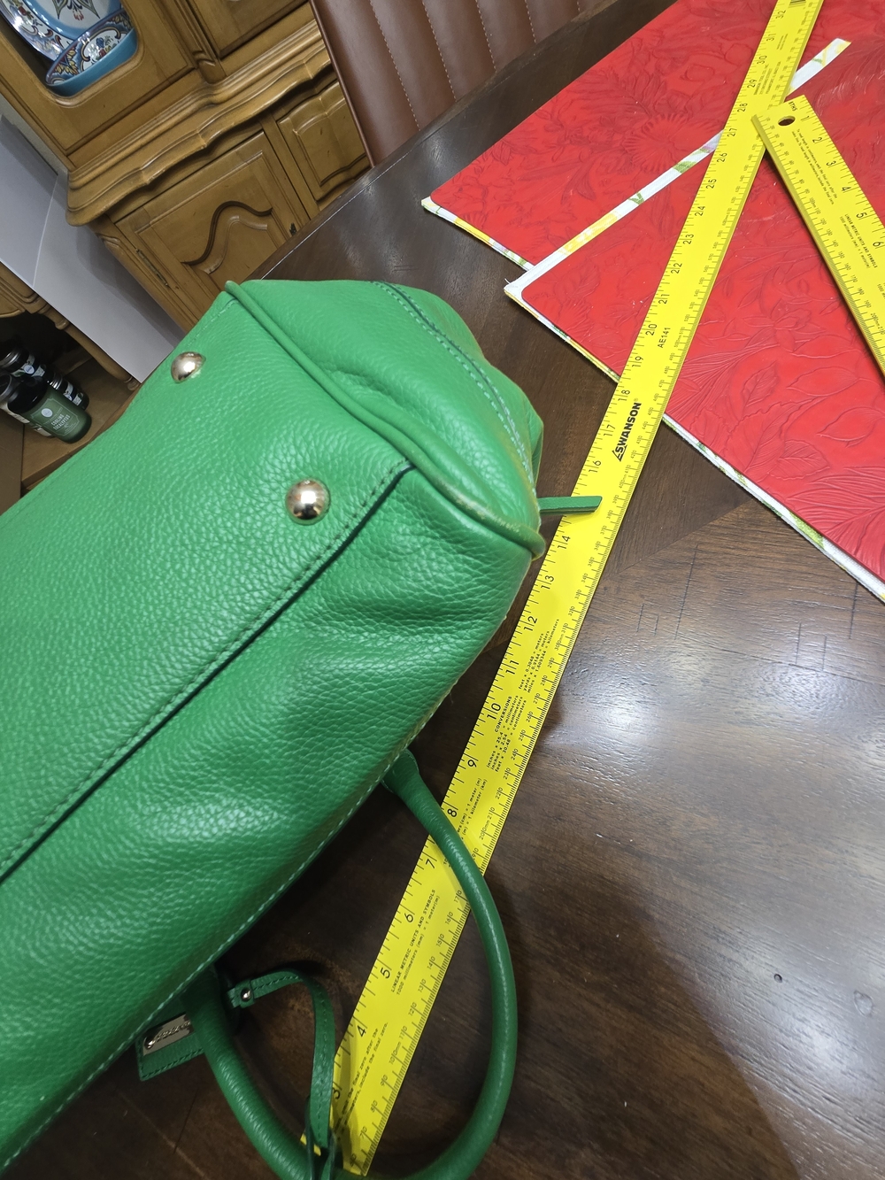 Green Leather Satchel Handbag - Unbranded - Picture 9 of 16